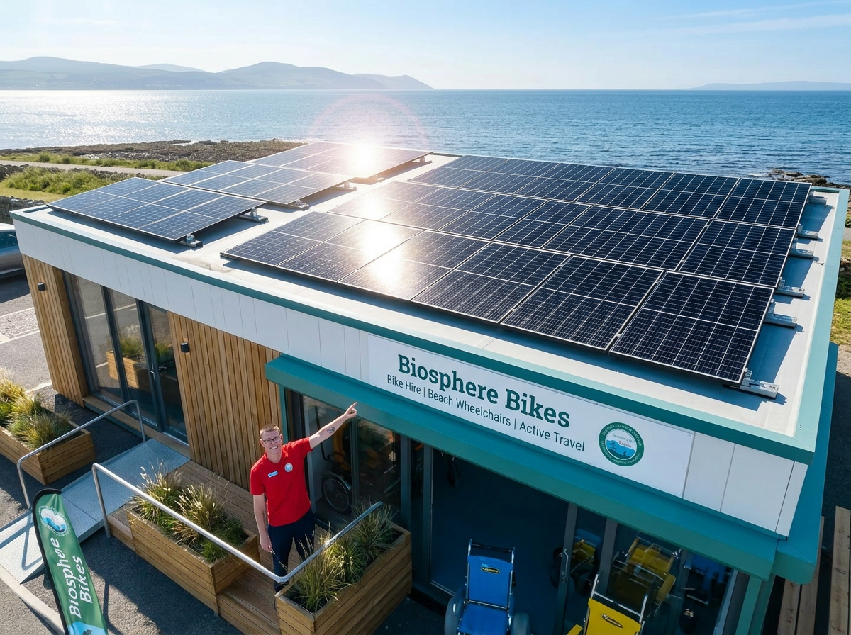 Solar power & sustainability — concept visual of the future hub.
